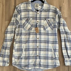 Scotch & Soda Mens Brushed cotton flannel Shirt w/ Leather detail front pockets